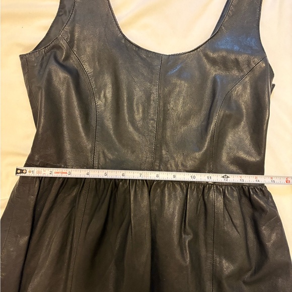 100% Lamb Leather Zara Black Sleeveless Fit & Flare Mini Dress Size M - Picture 7 of 7